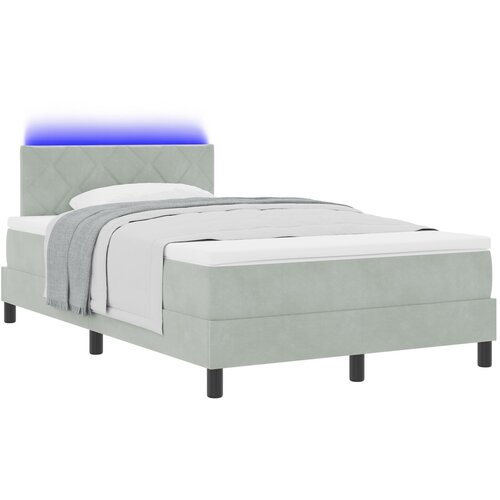 VidaXL Box Spring Krevet s Madracem i LED Svjetlom Svjetlosiva 120x200 cm Bar&amp;scaron;un Slike