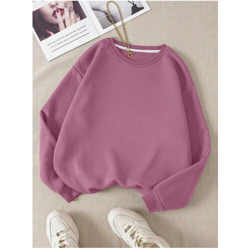 Know Women's Lilac Purple Plain Crew Neck Sweatshirt Cene