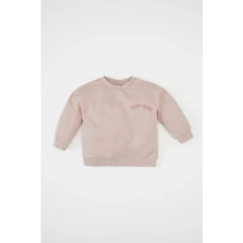 Defacto Baby Girl Crew Neck Printed Sweatshirt