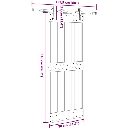  Klizna vrata NARVIK Prirodna i crna 80 x 210 cm (152,5 cm) Slike