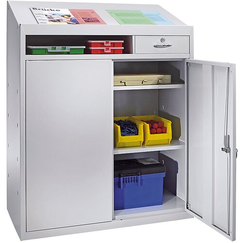 Eurokraft basic omara za orodje s pisalnim pultom, vx&amp;scaron;xg 1220 x 915 x 457 mm, svetlo siva Slike