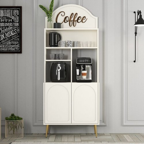 Hanah home komoda lyon 80 - cream, gold creamgold coffee bar cabinet Slike