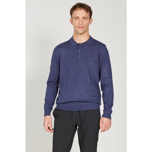 ALTINYILDIZ CLASSICS Men's Indigo Standard Fit Normal Cut Polo Neck Knitwear Sweater Slike