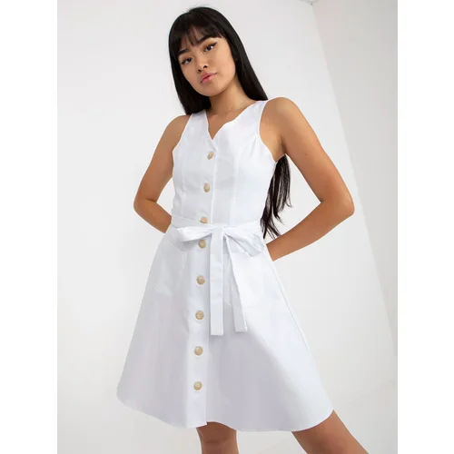 Fashion Hunters White flowing denim dress with tie