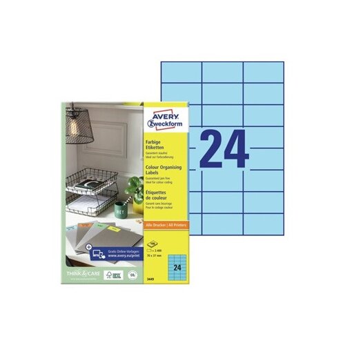 Zweckform etikete zweckform 3449 70 x 37 mm, modre Slike