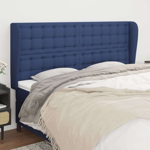  Vzglavje z ušesi modro 203x23x118/128 cm blago, (20932270) Cene