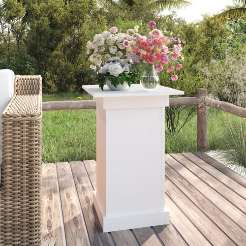 VidaXL Stojalo za rože belo 40x40x60 cm trdna borovina Slike