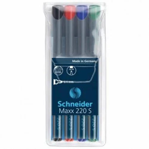 Schneider Flomaster , permanent marker, OHP Maxx 220 S, 0,4 mm, set od 4 boje, PVC etui
