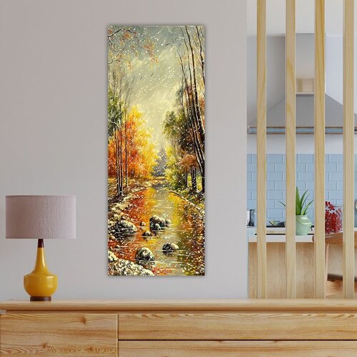 Wallxpert slika na platnu DKY17038537, jesenja &amp;scaron;uma i potok u stilu uljane slike, 30 x 80 cm Slike