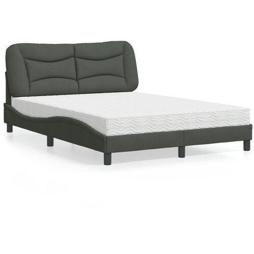 VidaXL Postelja z vzmetnico temno siv 140x190 cm blago Slike