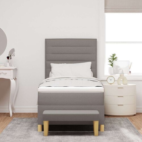 Krevet na podlozi s madracem i klupom taupe 90x190 cm tkanina Slike