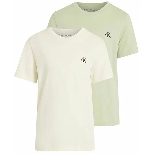 Calvin Klein Jeans Otroška bombažna kratka majica 2-pack zelena barva, IB0IB01093