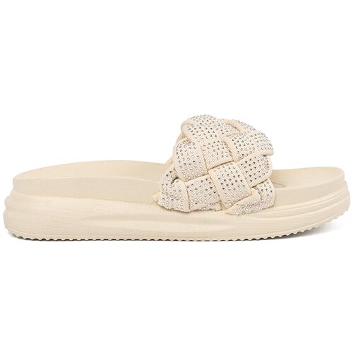 SEASTAR Light beige flip-flops with crystals Cene