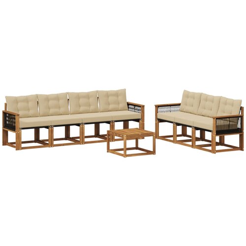 vidaXL Zunanja garnitura za sedenje z blazino 8 pcs Naravna in bež, (5000273164) Cene