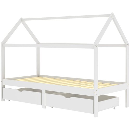 Maison Chic Otroški Postelja za odrasle - Posteljni Okvir s predali bela trdna borovina 90x200 cm, (22082502) Cene