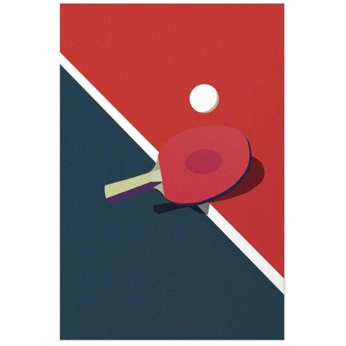  Plakat - Table Tennis - Ball and Racket on a Table 60x90 Bez okvira Slike