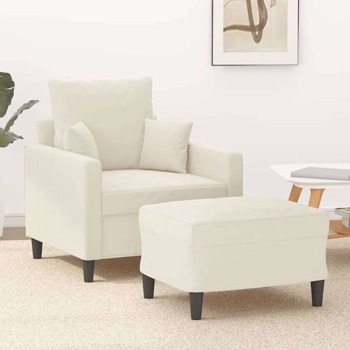 vidaXL Fotelja s tabureom krem 60 cm baršunasta Cijene
