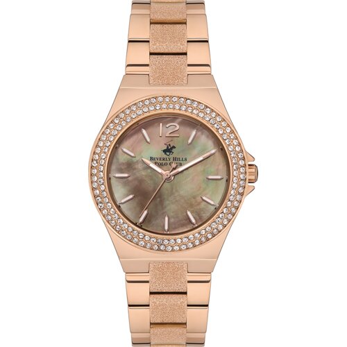 Beverly Hills Polo Club Ženski ručni sat, Kvarcni mehanizam, 32mm, Sedefasto kućište, Roze-zlatne boje, BP3591X.410 Cene