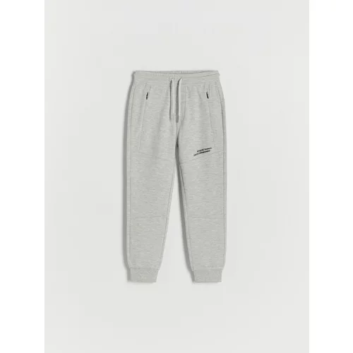 Reserved - Sportske jogger hlače s patentnim zatvaračima - light grey