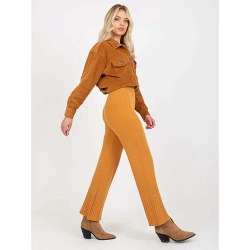 Fashion Hunters Dark yellow wide knitted high waist trousers