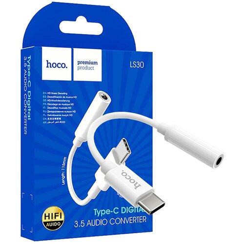 Hoco LS30 adapter za slušalice, USB tip C do 3,5 mm, bijeli Cijene