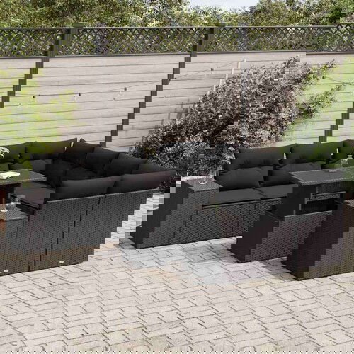 vidaXL 9-dijelni set vrtnih sofa s jastucima crni od poliratana Cijene