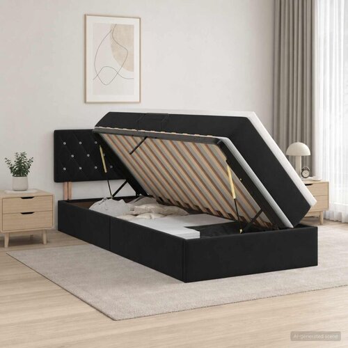  s od storage s uzglavljem Crna 90 x 190 cm Bar&scaron;un - Crna 90 x 190 cm Kristal s dugmadima Cijene
