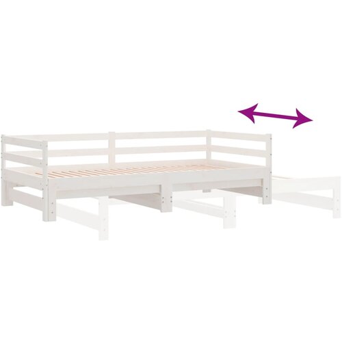  Dnevni ležaj na izvlačenje bijeli od borovine 2 x (90 x 200) cm Slike