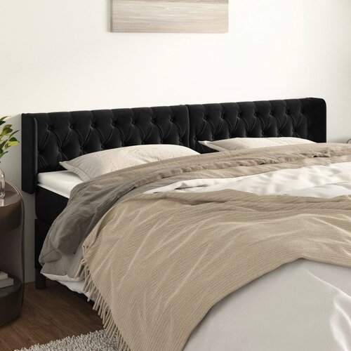 vidaXL Uzglavlje s ušima crni 183x16x78/88 cm baršunasti Cijene