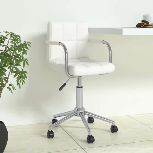  Vrtljiv pisarniški stol belo umetno usnje, (21135102)