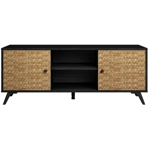 Marckeric Crna TV komoda u egzotičnom drvenom dekoru 136x53 cm Hanoi - Cijene
