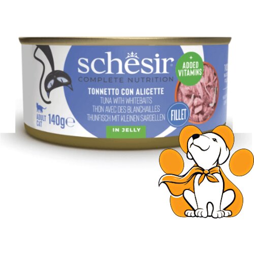 Schesir Cat Tuna & Whitebaits in Jelly 140g, Vlažna Hrana Za Mačke, Tuna i Inćun Cene