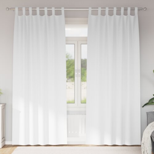 vidaXL Zavjese sa zavjesama 2 pcs Čista bijela 260 x 140 cm Poliester Cene