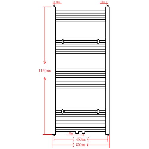  Crni kupaonski radijator za centralno grijanje zaobljeni 500 x 1160 mm Slike