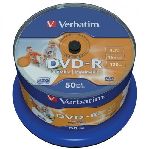 Verbatim DVD-R 16x 4.7GB Full Surface White Printable NoID, 50 kom Cene