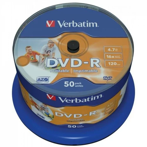 Verbatim DVD-R 16x 4.7GB Full Surface White Printable NoID, 50 kom