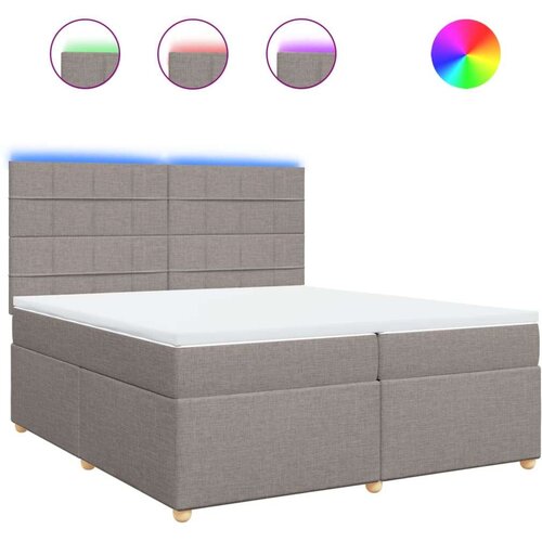 VidaXL Krevet s oprugama i madracem smeđesivi 200x200 cm od tkanine Slike