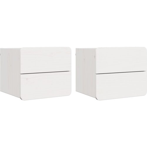 VidaXL Noćni ormarić 2 pcs Bijela 39 x 34 x 33 cm Čvrsta borova drva Slike