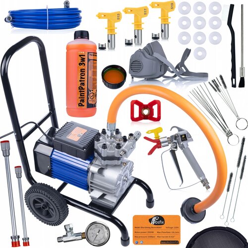 Rosfix SET AGREGAT ZA BARVANJE BLUE STRONG STORM 990 BSS07 &ndash; 3500W, 22MPA, 18L/MIN | 8 M CEV, 3X CURKA, PI&Scaron;TOLA, LANCA 30/50 CM, ČISTILO 1L, (5000036448) Cene