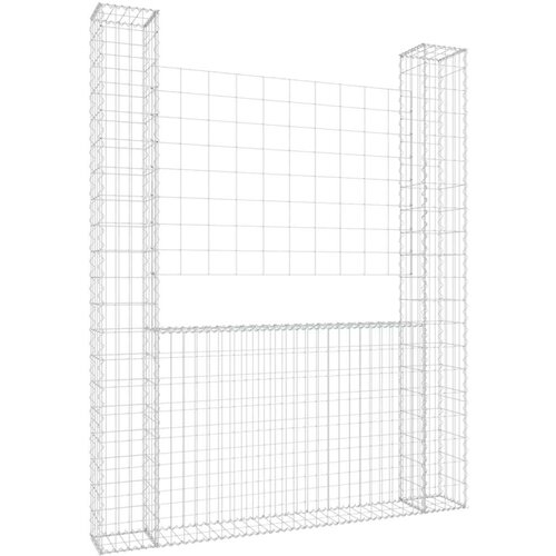 vidaXL Gabionska ko&scaron;ara U-oblika s 2 stupa 140 x 20 x 200 cm željezna Cijene