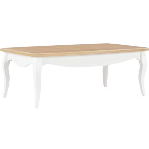  Klubska mizica bela in rjava 110x60x40 cm trdna borovina