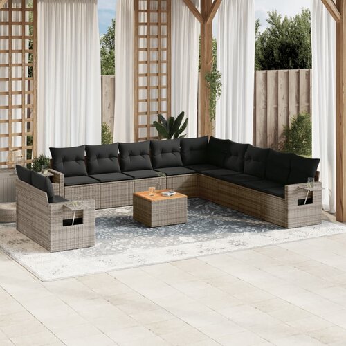 vidaXL 12-dijelni set vrtnih sofa od poliratana s jastucima sivi Cijene