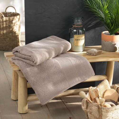 Douceur d int&amp;eacute;rieur Bež bombažna brisača iz frotirja 90x150 cm Tendresse &amp;ndash; Slike