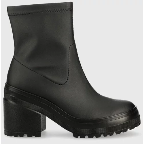 Tommy Jeans Gležnarji Heeled Boot ženski, črna barva