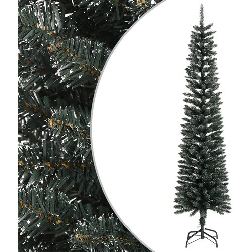 vidaXL Ozka umetna novoletna jelka s stojalom zelena 240 cm PVC Cene