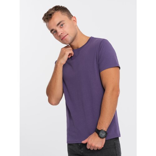 Ombre Men's classic cotton BASIC T-shirt - purple Cene