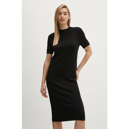Calvin Klein Volnena obleka črna barva, K20K207221