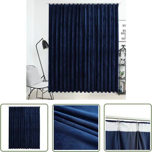  The Living Store Zatemnitvena zavesa z obe&amp;scaron;ali žametna temno modra 290x245 cm - Zavesa, (21744120) Slike