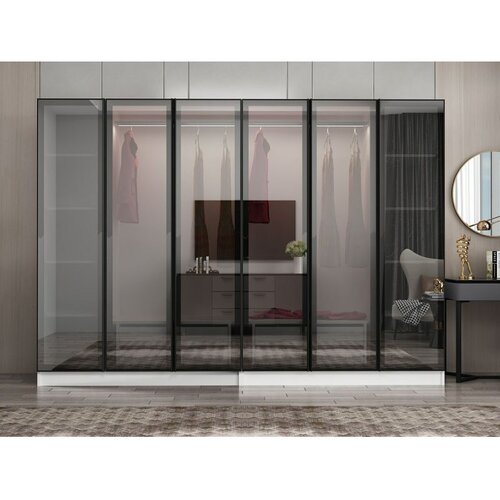 Hanah home ormar sa reflektujućim staklom Nisa 20641, 270 cm, beli Cene