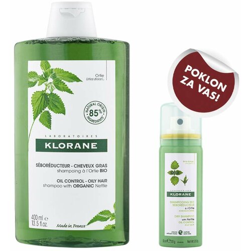 Klorane šampon od koprive, 400 ml + kopriva suvi šampon, 50 ml gratis Cene